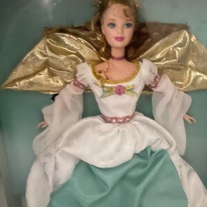 Barbie Doll with Gold Wings and White Dress